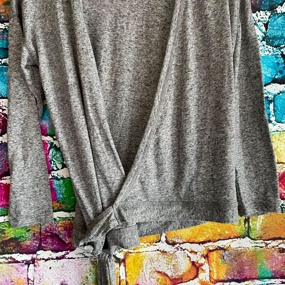 J. Crew Knit Tie-Front Wrap Top | H5983 | Heather Graphite - Picture 3 of 6